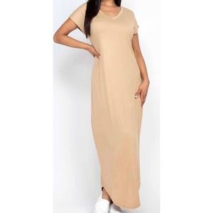 Maxi dress v neck short sleeve comfortable and versatile